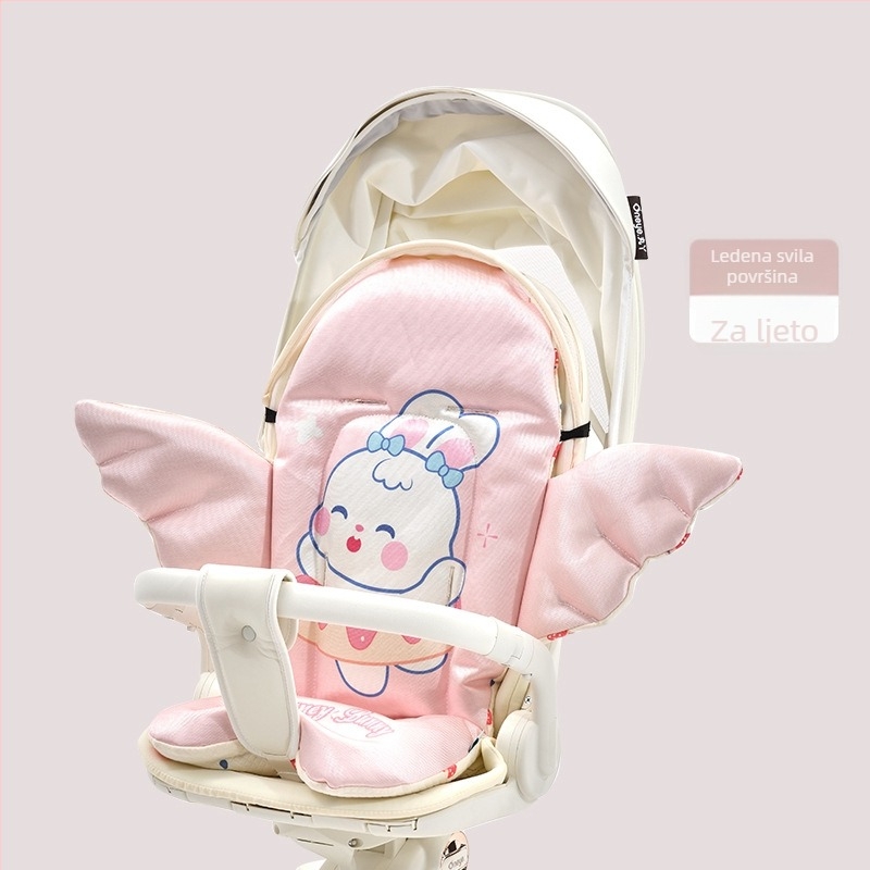 Nan Baby jastučić za kolica i dječji stol za hranjenje, za bebe 0–12 mjeseci, prilagodljiv, anđeoski stil, materijal: prozračni pamuk + svila nit + ice silk