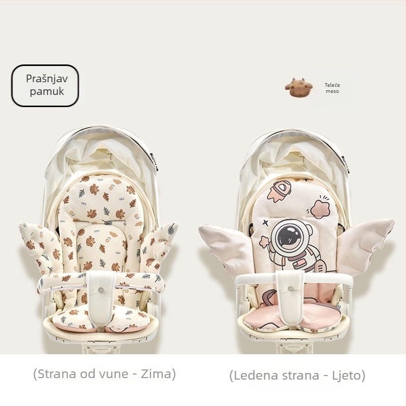 Nan Baby jastučić za kolica i dječji stol za hranjenje, za bebe 0–12 mjeseci, prilagodljiv, anđeoski stil, materijal: prozračni pamuk + svila nit + ice silk