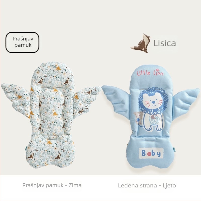 Nan Baby jastučić za kolica i dječji stol za hranjenje, za bebe 0–12 mjeseci, prilagodljiv, anđeoski stil, materijal: prozračni pamuk + svila nit + ice silk