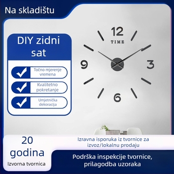 Zidni sat, nordički stil, kružni dizajn, napajanje baterijom, LED brojčani displej.