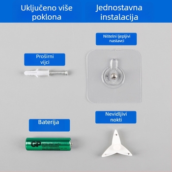 Zidni sat — okruglog oblika, mjedeno kućište, brojčanik od školjke, kvarcni mehanizam, napajan baterijom