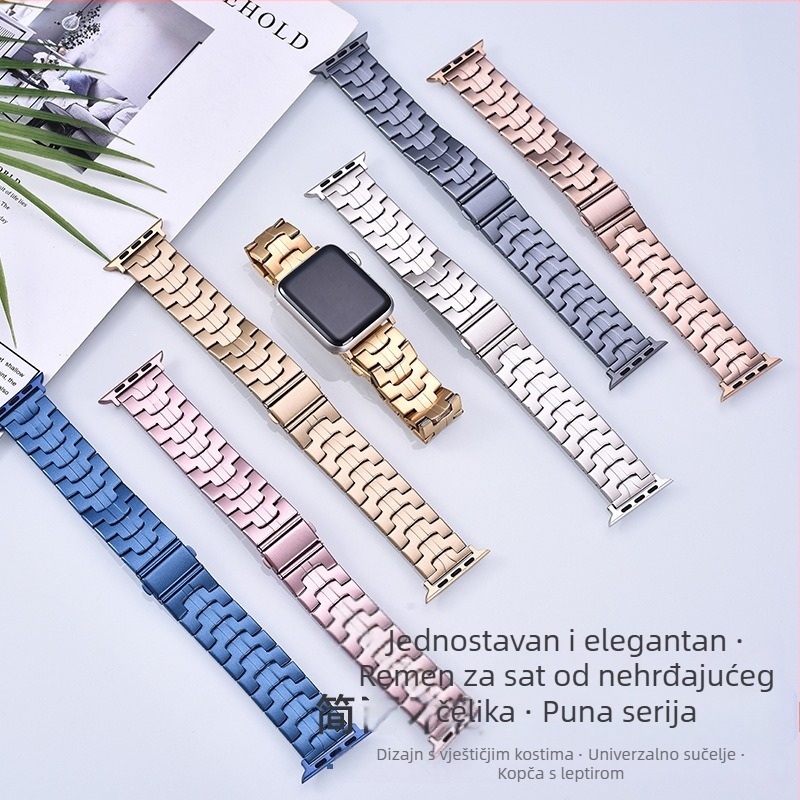 Čelična narukvica za Apple Watch s dizajnom Iron Man i rubom s tri perle, 22 mm