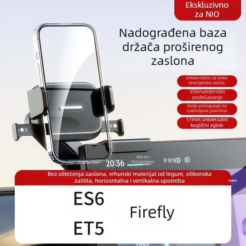 Auto držač za središnji zaslon električnog vozila, poseban držač navigacije, zaključavanje jednim klikom, držač telefona s horizontalnim i vertikalnim postavom