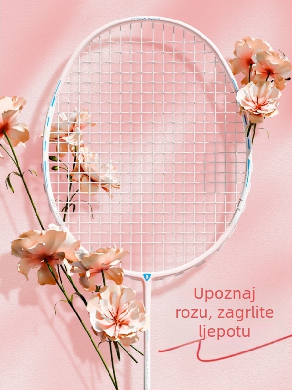 Badminton raketa Bo'weiqi/Popovich – izbalansirana glava, kompaktan dizajn, karbonska vlakna, titanij-ova legura, napetost 22–24 lb