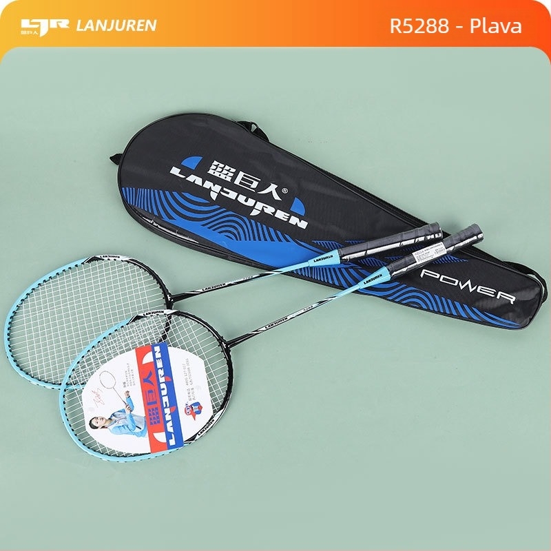 Set dvije badminton rakete – lagan, okvir od staklo-aluminija, najlon končići, težina 90–94 g, za početnike i amatere