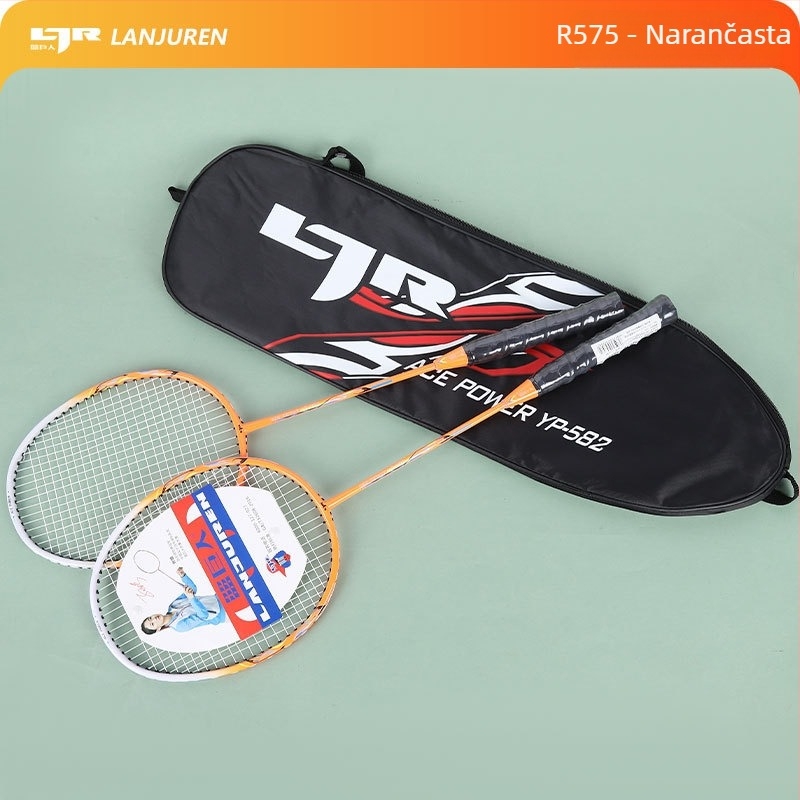 Set dvije badminton rakete – lagan, okvir od staklo-aluminija, najlon končići, težina 90–94 g, za početnike i amatere