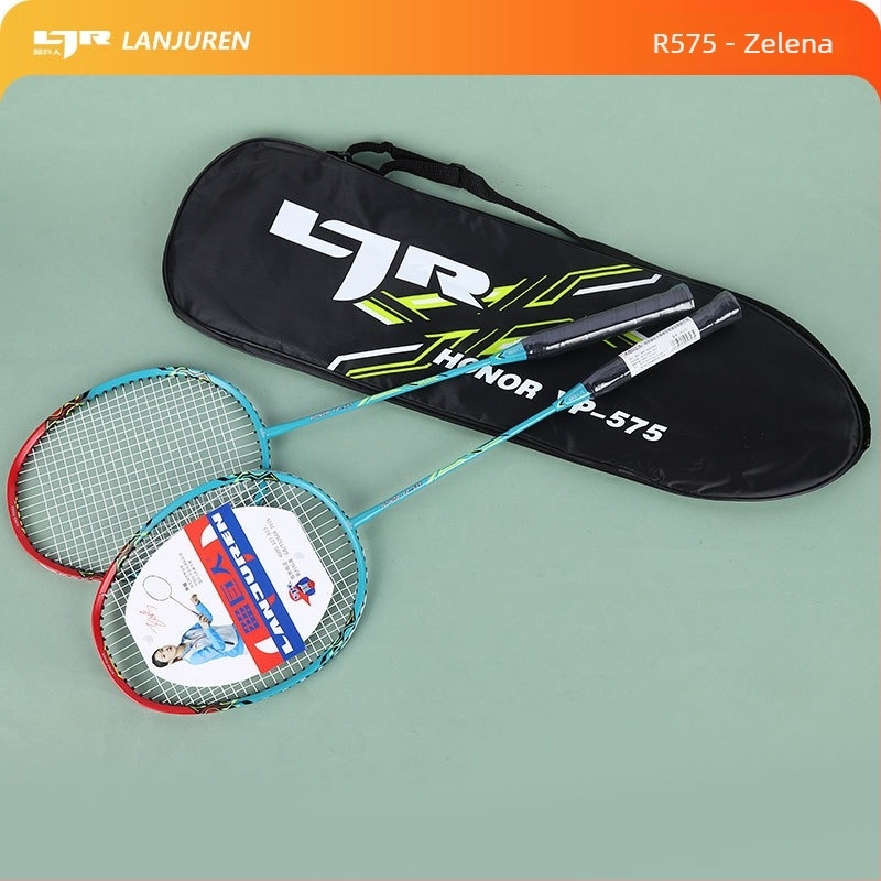 Set dvije badminton rakete – lagan, okvir od staklo-aluminija, najlon končići, težina 90–94 g, za početnike i amatere