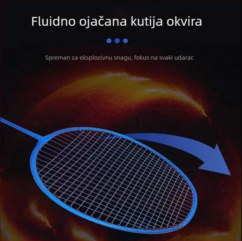 Badminton raketa s karbonskim okvirom, težina 85–89 g, direktan udarac, podrijetlo Jiangxi Ji'an, za amaterske srednjoškolce