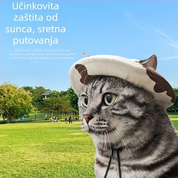 Šešir za sunce za kućne ljubimce s otvorenim ušima – ribarski stil, pamuk, reljef, proljeće, ležerno