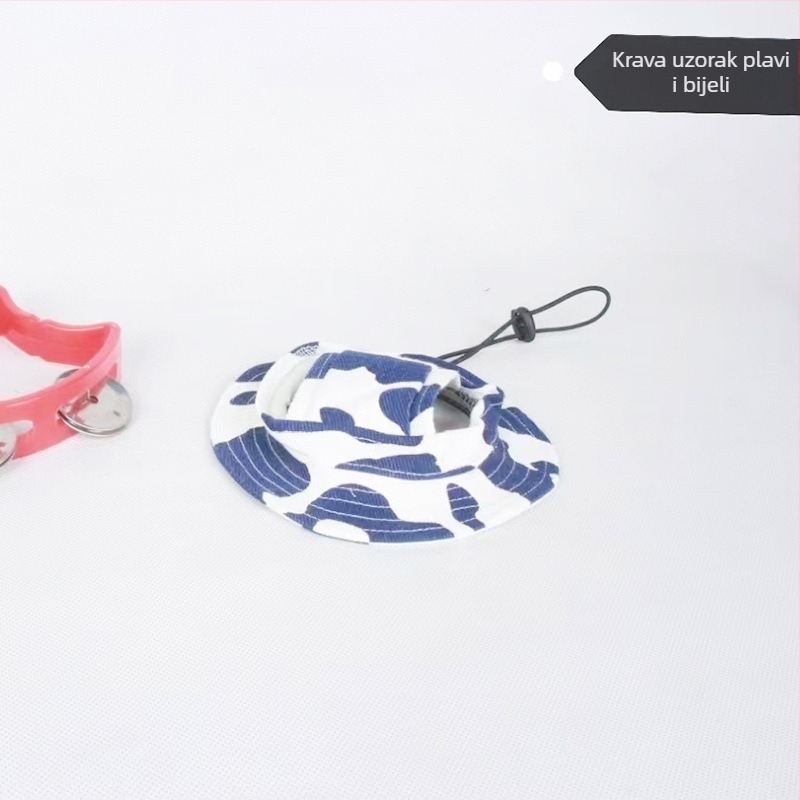 Šešir za sunce za kućne ljubimce s otvorenim ušima – ribarski stil, pamuk, reljef, proljeće, ležerno