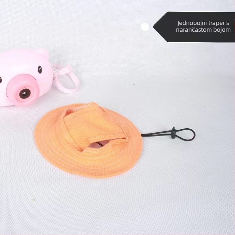 Šešir za sunce za kućne ljubimce s otvorenim ušima – ribarski stil, pamuk, reljef, proljeće, ležerno