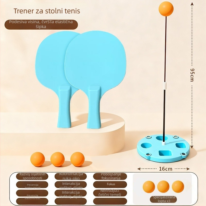 Trener stolnog tenisa s mekim elastičnim osovinama, metalna baza, Poplar ploča, direktan udarac, mogućnost printa logotipa, prilagodba
