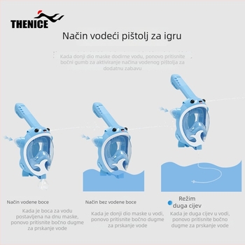 Thenice Dječja maska za ronjenje s potpuno suhim dizajnom, HD leće protiv zamagljivanja, za snorkeling — Materijal: polikarbonat i tekući silikon