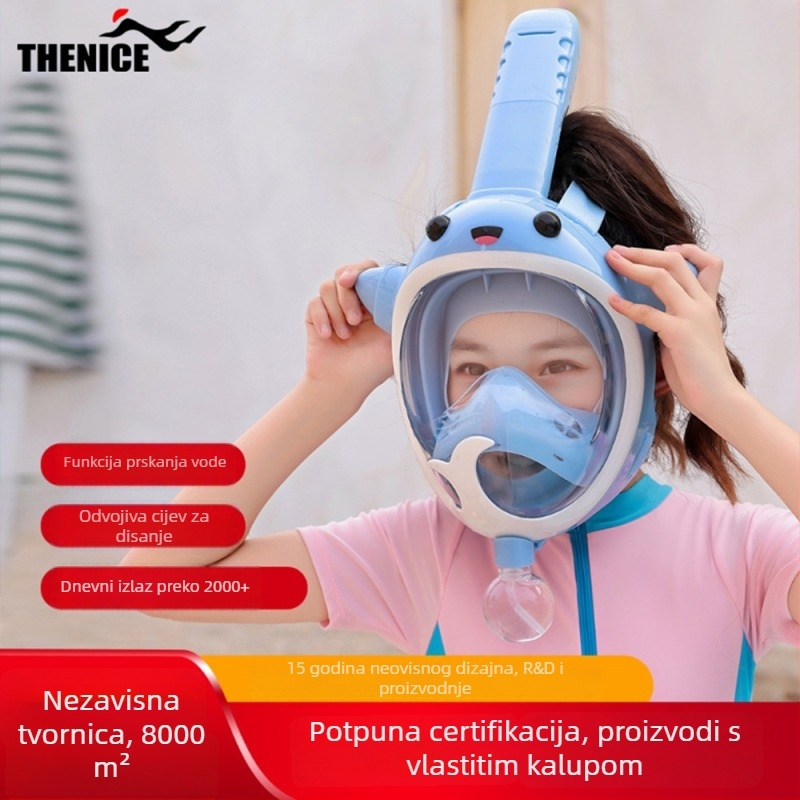 Thenice Dječja maska za ronjenje s potpuno suhim dizajnom, HD leće protiv zamagljivanja, za snorkeling — Materijal: polikarbonat i tekući silikon