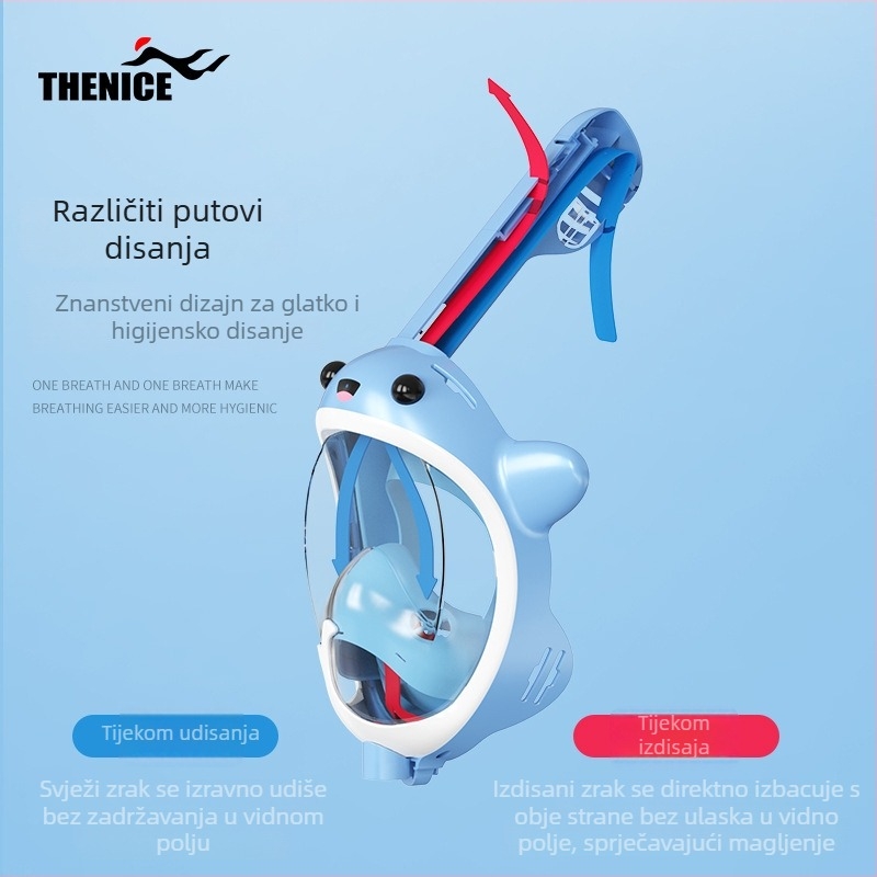 Thenice Dječja maska za ronjenje s potpuno suhim dizajnom, HD leće protiv zamagljivanja, za snorkeling — Materijal: polikarbonat i tekući silikon