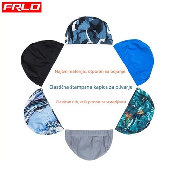 FRLO Plivačka kapa za odrasle - Ugodna zaštita ušiju, Brzo sušenje najlona, Pogodno za dugu kosu, Uzorak tiska