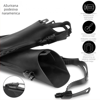 Podesive potaparske peraje za odrasle – za ronjenje i snorkeling, materijal TPR+PP, prilagodljivo, podržava privatne marke