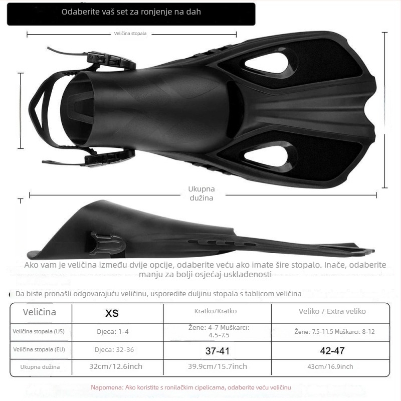 Podesive potaparske peraje za odrasle – za ronjenje i snorkeling, materijal TPR+PP, prilagodljivo, podržava privatne marke