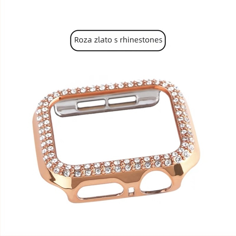 Za Apple Watch S10 seriju — sveobuhvatna zaštitna kutija s tvrdom zaštitnom folijom za zaslon, dijamantni ukras, PC materijal, 360° zaštita