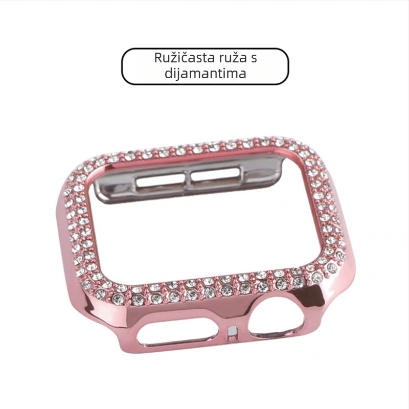 Za Apple Watch S10 seriju — sveobuhvatna zaštitna kutija s tvrdom zaštitnom folijom za zaslon, dijamantni ukras, PC materijal, 360° zaštita