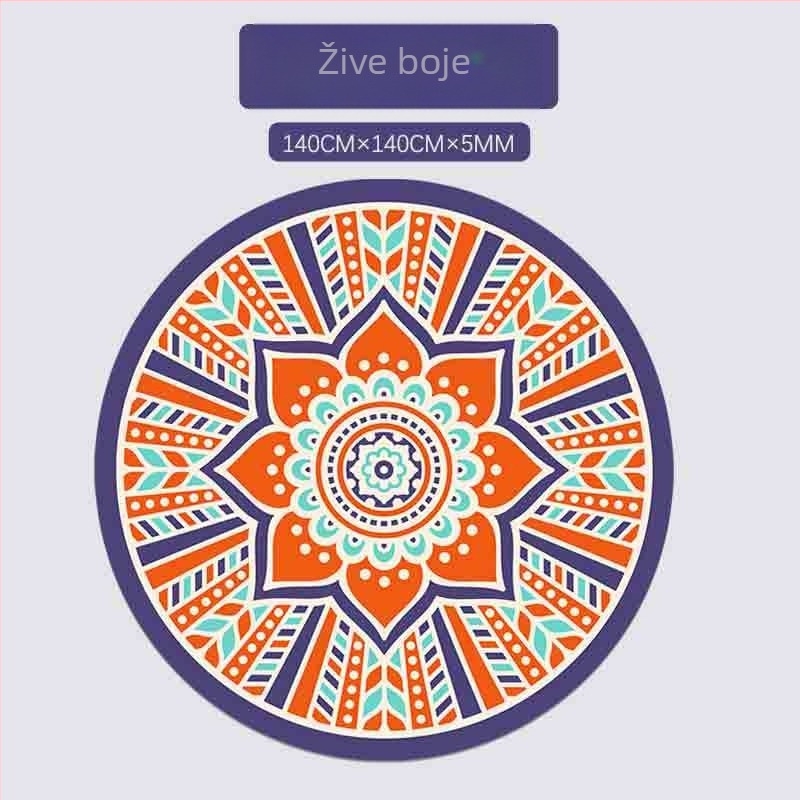 Velika kružna joga prostirka za meditaciju, debljina 5 mm, protuklizna