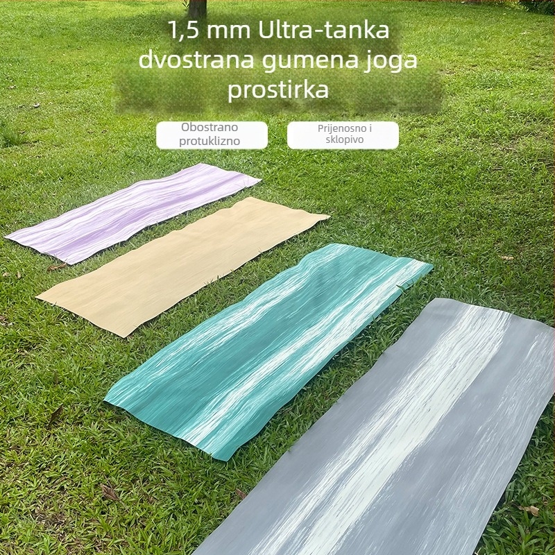 Joga podloga od gume, 1,5 mm, protuklizna, ultra tanka, sklopiva, prijenosna za kućnu upotrebu