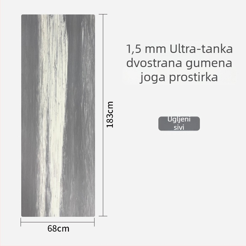 Joga podloga od gume, 1,5 mm, protuklizna, ultra tanka, sklopiva, prijenosna za kućnu upotrebu