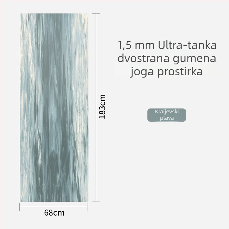 Joga podloga od gume, 1,5 mm, protuklizna, ultra tanka, sklopiva, prijenosna za kućnu upotrebu