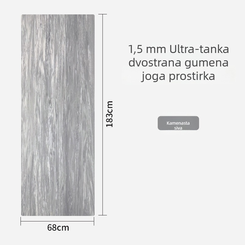 Joga podloga od gume, 1,5 mm, protuklizna, ultra tanka, sklopiva, prijenosna za kućnu upotrebu