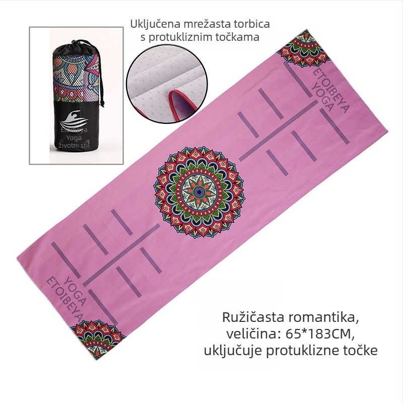 Protuklizni joga ručnik s točkama, 88% poliester / 12% najlon, težina tkanine 200 g/m², ukupna težina 280 g, pogodan za jogu, vanjske aktivnosti i plažu
