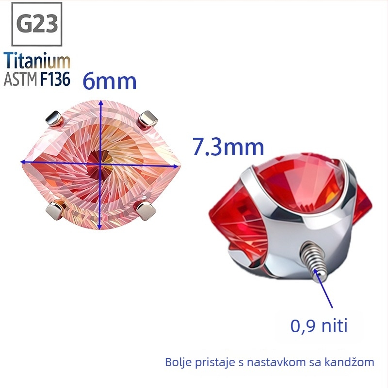 Piercing komad od titanijskog legura – oko diabla, oko satane i oko vrtloga s cirkon 5A (F136); dijamantno obrađeno, unisex, nišni dizajn