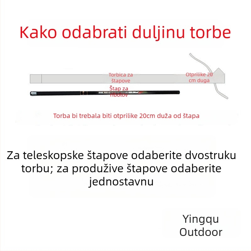 Torba za štapove za ribolov u japanskom stilu, proširena, pamukasta tkanina, spremišni prostor i zaštitni pokrov za štap