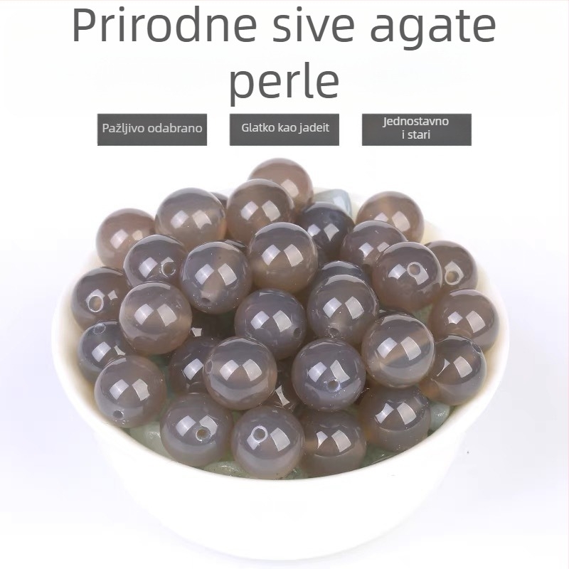 Slobodne agat perle za DIY nakit - ručna izrada, okrugle, jednostavan uzorak