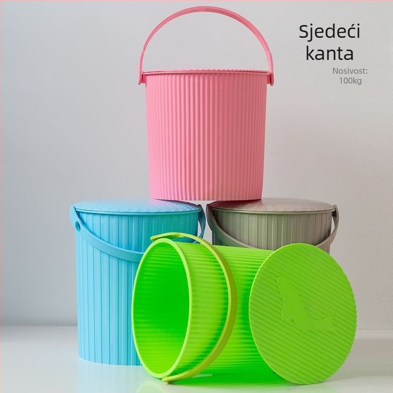 Stolica od plastične kante s poklopcem za kućnu upotrebu (Brand: Unique; Lansiranje: 2023; Bez uvoza)