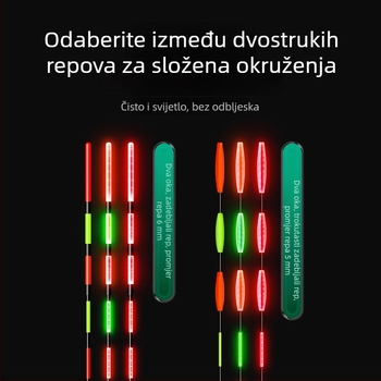 Elektronički plutač za ribolov s dvostrukim dnevno-noćnim režimom, visoka osjetljivost, indikator ugriza koji mijenja boju, za velike ribe