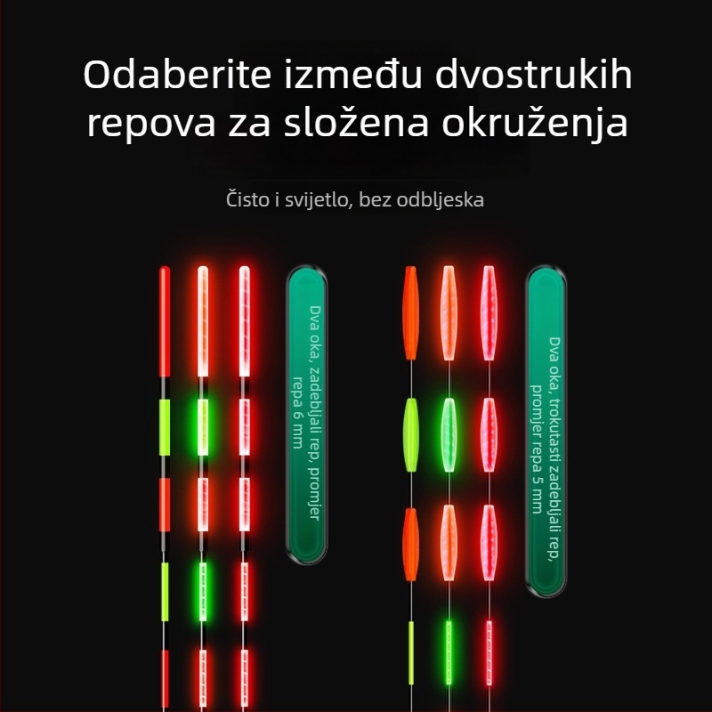 Elektronički plutač za ribolov s dvostrukim dnevno-noćnim režimom, visoka osjetljivost, indikator ugriza koji mijenja boju, za velike ribe
