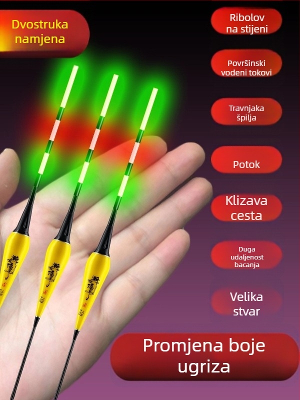 Elektronska plutаč za plitke vode, svjetleća u mraku, ultra kratka, karbonsko vlakno.