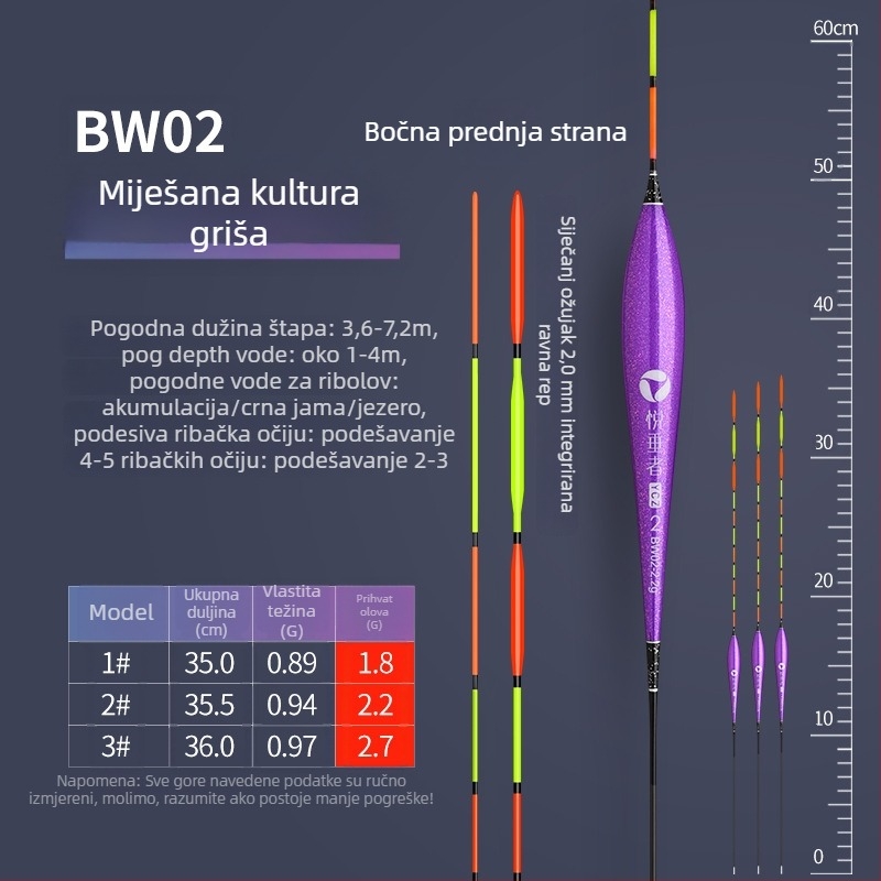 Plut za vertikalni drift — Pleasant • nano‑kompozitni materijal • lancet oblik, willow-leaf forma • integrirani plosnati rep