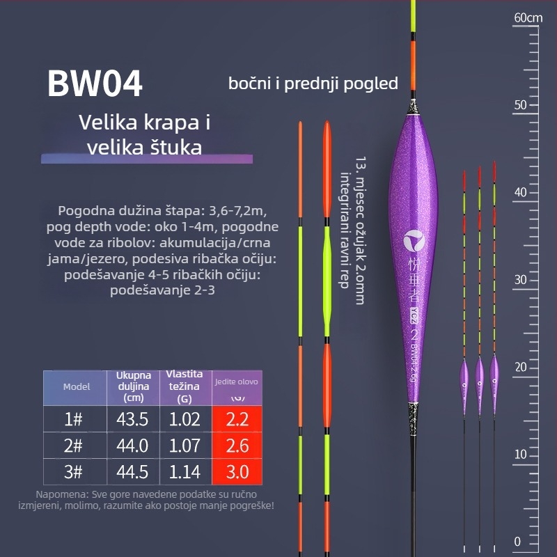 Plut za vertikalni drift — Pleasant • nano‑kompozitni materijal • lancet oblik, willow-leaf forma • integrirani plosnati rep
