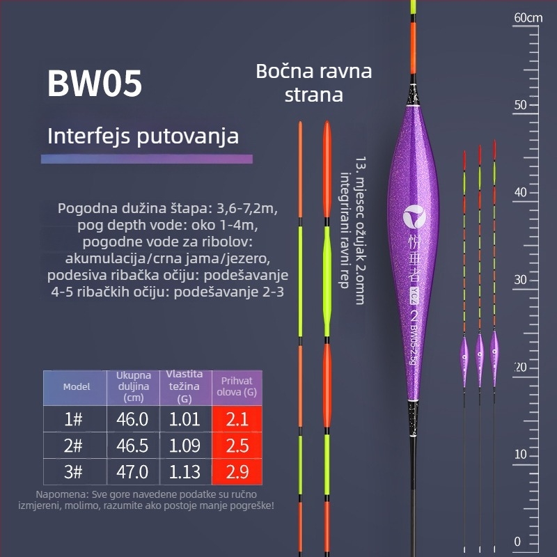 Plut za vertikalni drift — Pleasant • nano‑kompozitni materijal • lancet oblik, willow-leaf forma • integrirani plosnati rep