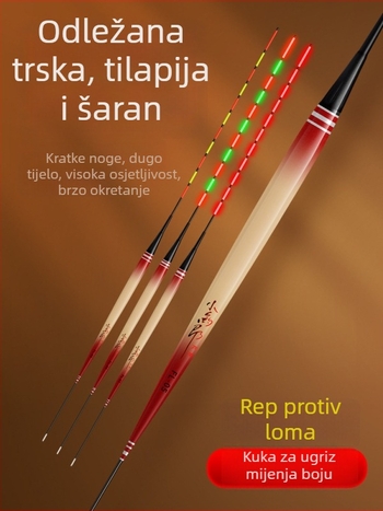 Elektronička pluta od trstike s kućištem, kratkim nogama i dugim tijelom, senzor promjene boje, svijetli rep, otporno na eksploziju, za dnevni i noćni ribolov