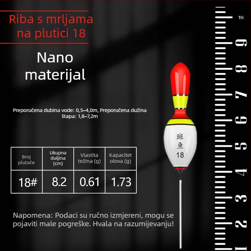 Plovak za vertikalni drift, kratka rep, nano materijal, Speckled fish