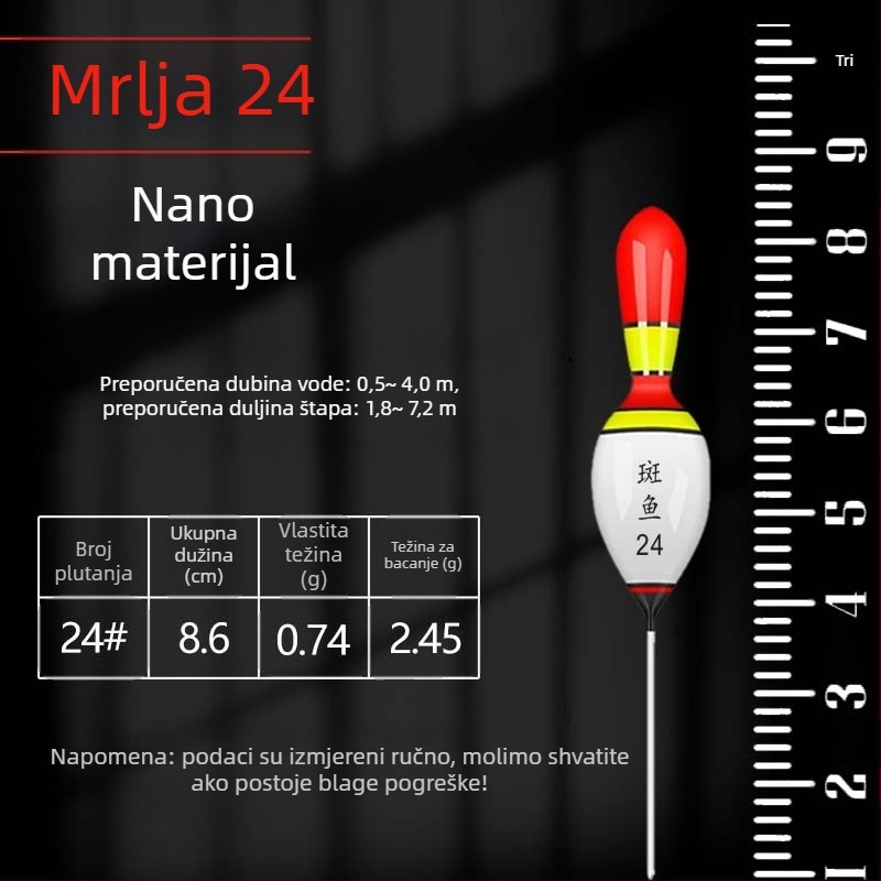 Plovak za vertikalni drift, kratka rep, nano materijal, Speckled fish