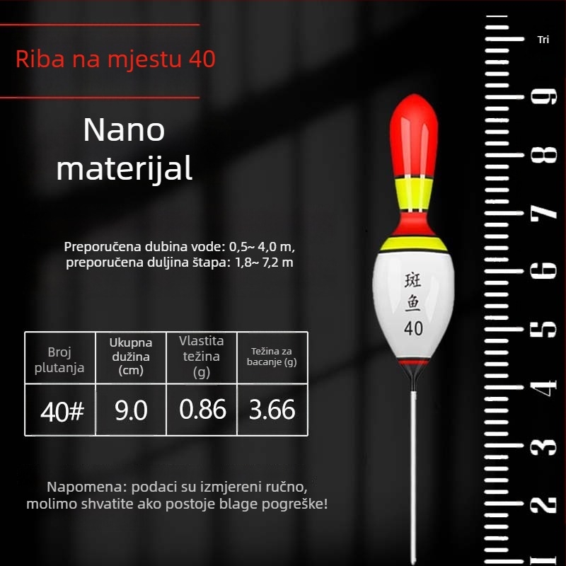 Plovak za vertikalni drift, kratka rep, nano materijal, Speckled fish