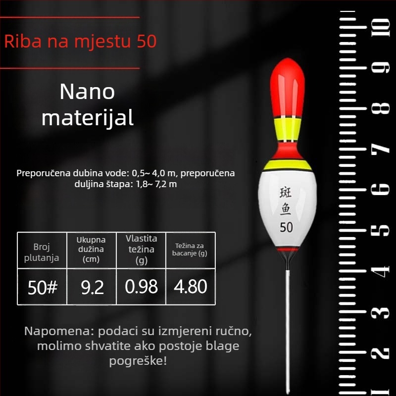Plovak za vertikalni drift, kratka rep, nano materijal, Speckled fish