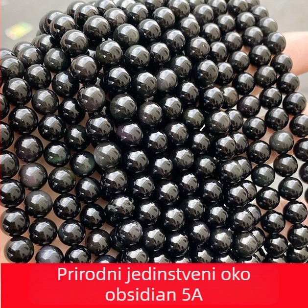 Obsidijanske labave perle, polirane, okrugle, marka Yuelong tianxi