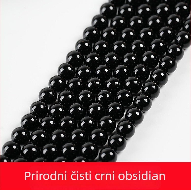 Obsidijanske labave perle, polirane, okrugle, marka Yuelong tianxi