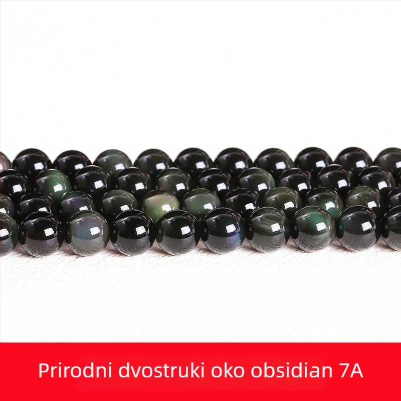 Obsidijanske labave perle, polirane, okrugle, marka Yuelong tianxi