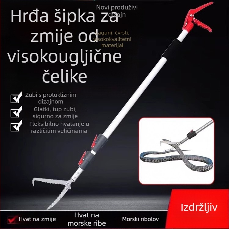 Teleskopske kliješta s kukom za zmiju, aluminijska legura, Silver Rhinoceros