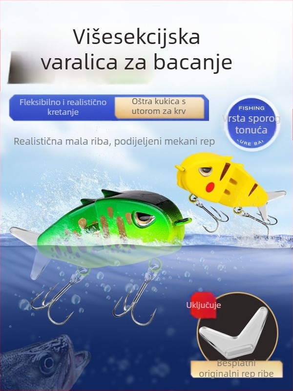 Weihe sport višesegmentni šaroliki umjetni mamac s dvostrukim udicama, mala veličina